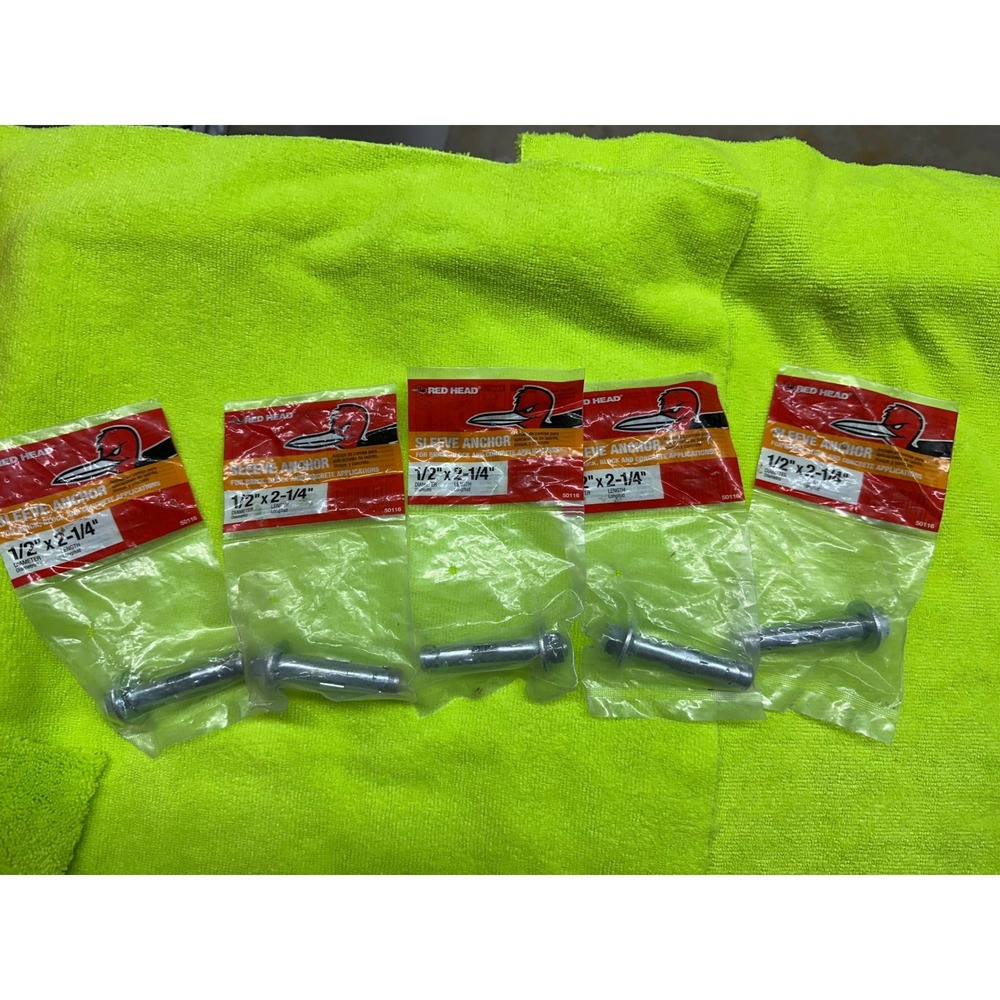 Red Head 1/2" x 2-1/4" Sleeve Anchor for Concrete Brick Block 50116 Fastener